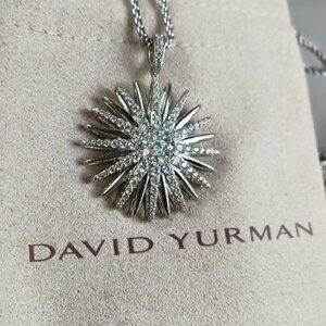 David Yurman 925 Silver Starburst Necklace with Diamonds